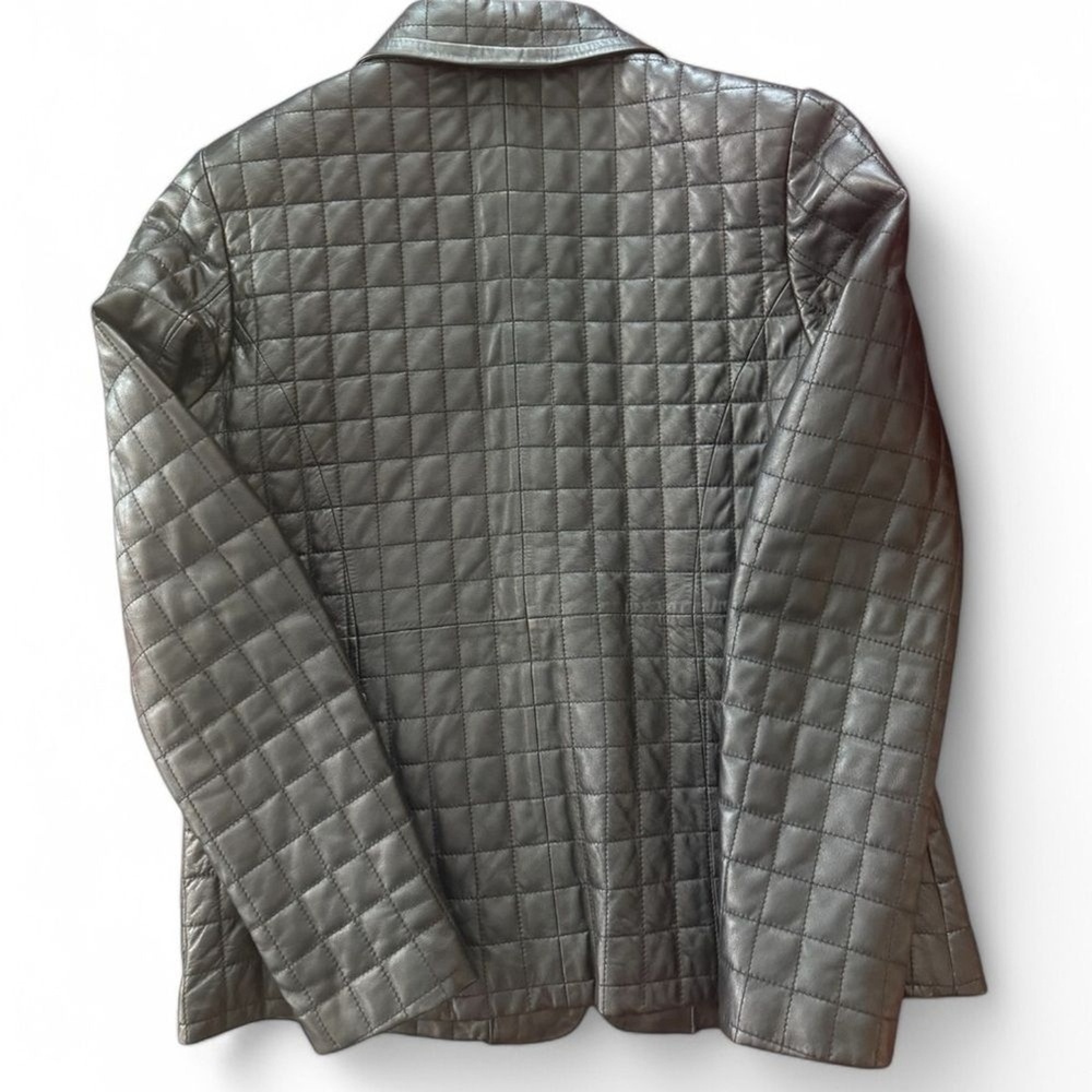 Pendleton Black Quilted Leather Buttoned Long Sle… - image 3